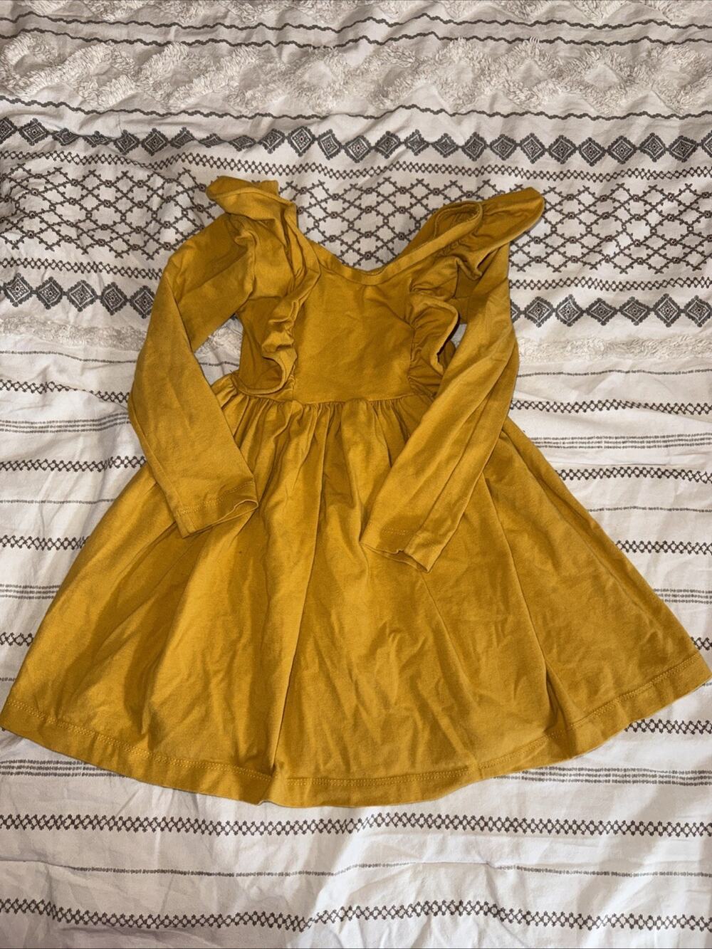 Yellow Wild And Fierce Girl Dress Size 5Y Long Sleeve Ruffle